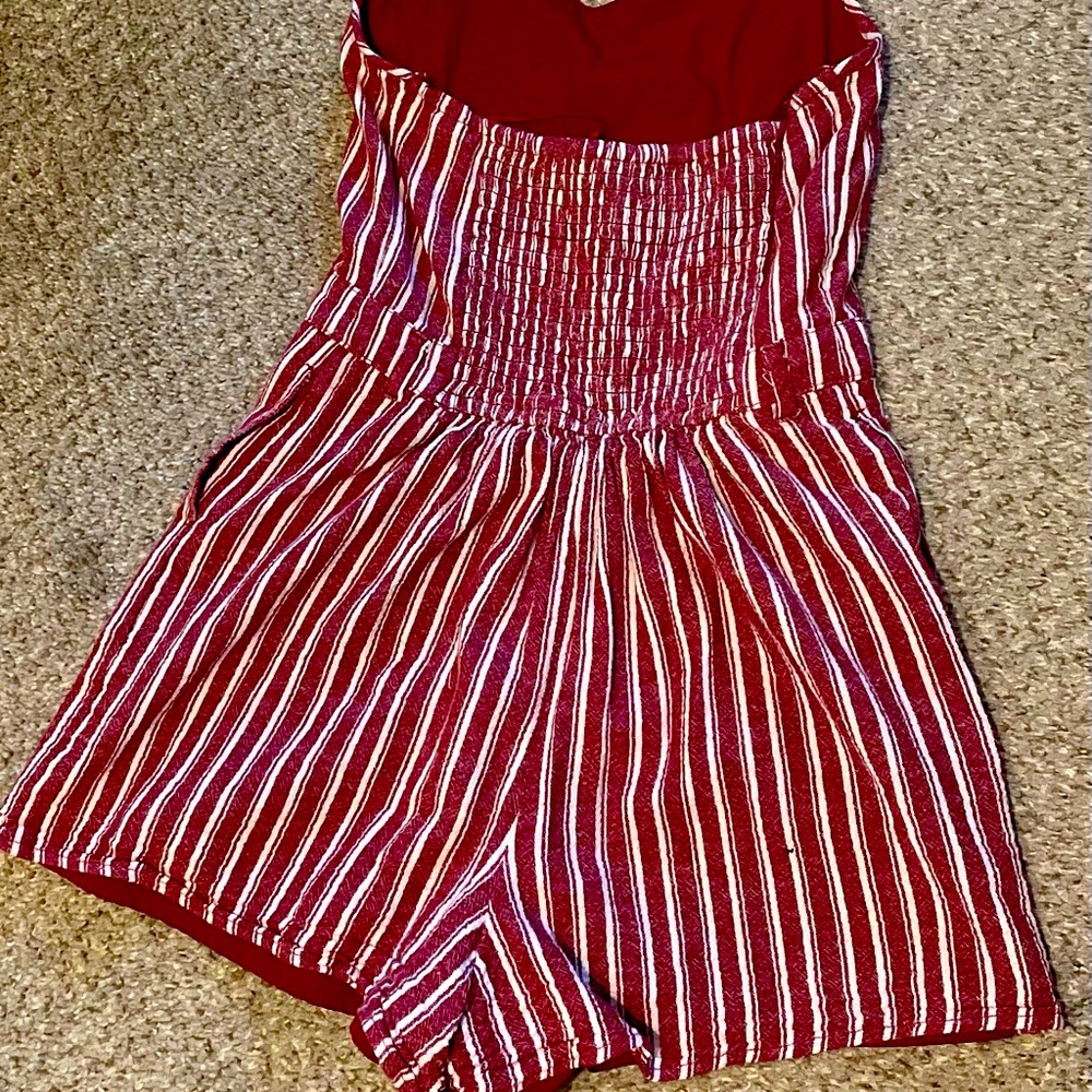 Striped romper with pockets